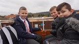 Students on the bus at Beamish