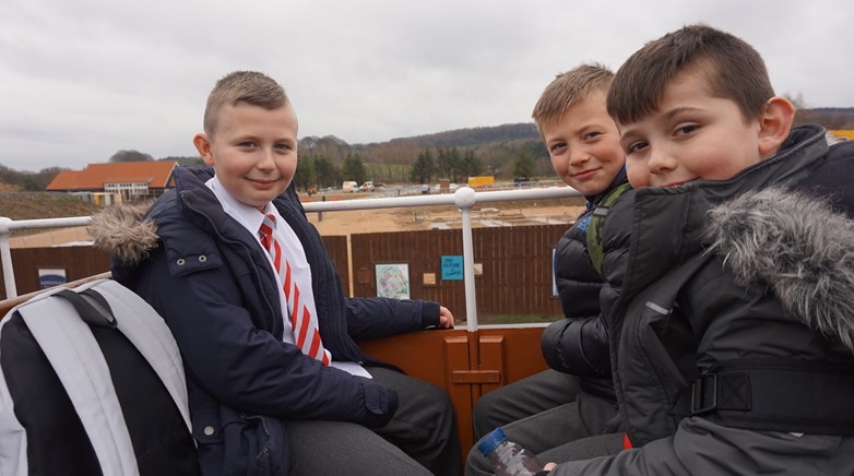 Students on the bus at Beamish